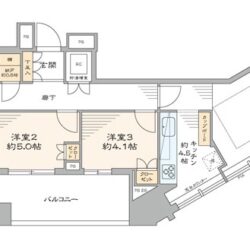 南東角部屋につき二面採光のリビングダイニングルーム間取